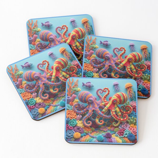Item preview, Yarn Octopuses Dancing in Coral Garden designed and sold by Tridentulus.