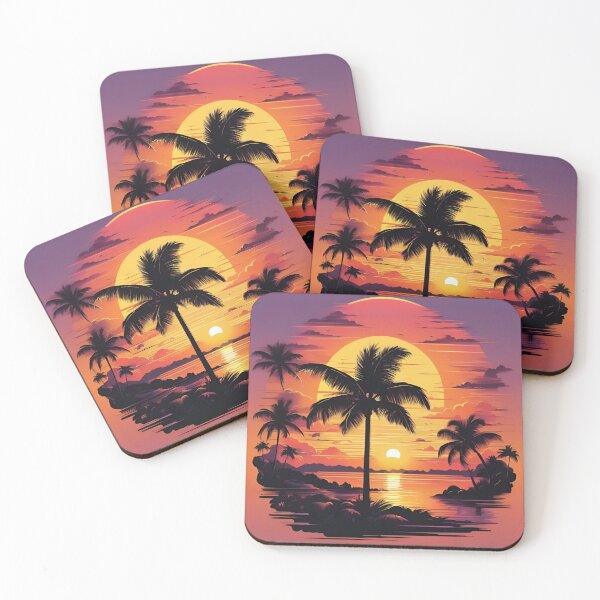 Item preview, Golden Tropical Sunset Over Island Palms designed and sold by CASASIS_MERCH.