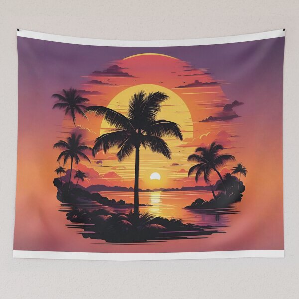 Item preview, Golden Tropical Sunset Over Island Palms designed and sold by CASASIS_MERCH.
