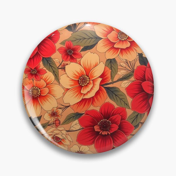 Item preview, Peach and Red Floral Pattern designed and sold by Sachie's Studio.