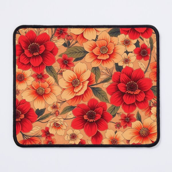 Item preview, Peach and Red Floral Pattern designed and sold by Sachie's Studio.