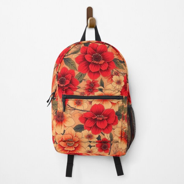Item preview, Peach and Red Floral Pattern designed and sold by Sachie's Studio.
