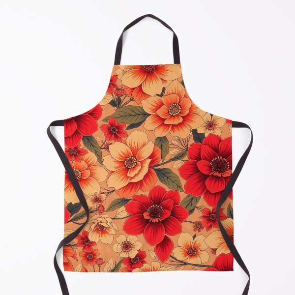 Item preview, Peach and Red Floral Pattern designed and sold by Sachie's Studio.