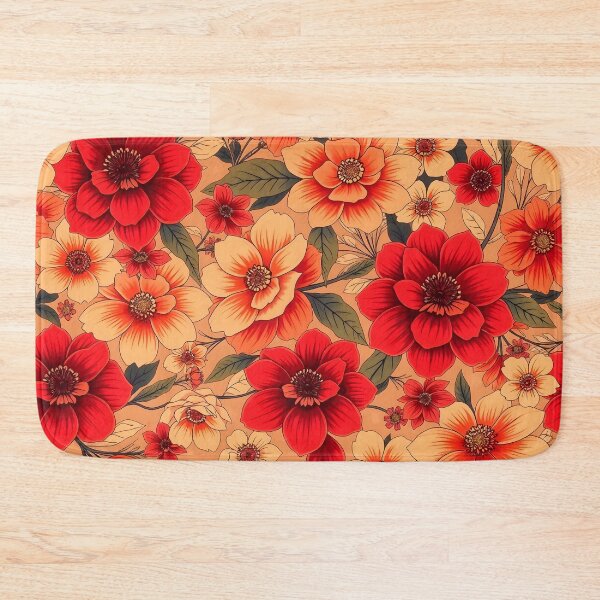 Item preview, Peach and Red Floral Pattern designed and sold by Sachie's Studio.