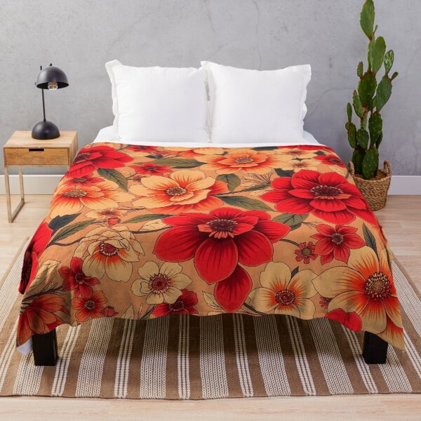 Item preview, Peach and Red Floral Pattern designed and sold by Sachie's Studio.