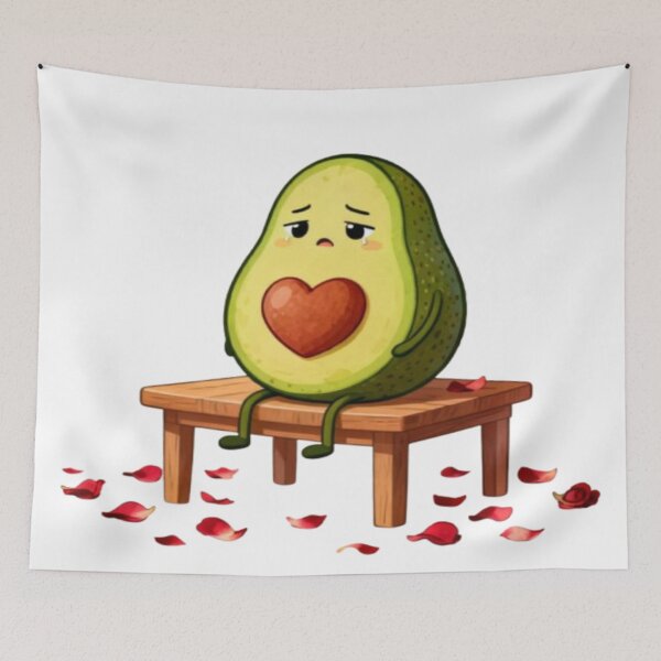 Item preview, Heartbroken Avocado – Cute Cartoon with Rose Petals designed and sold by Cristhian Almanza.