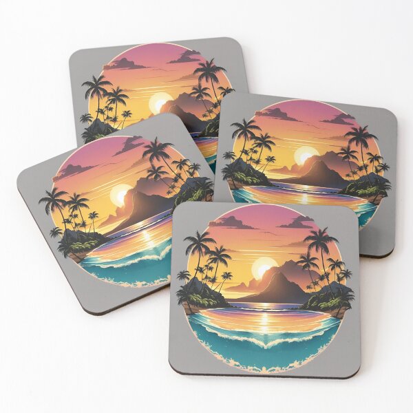 Item preview, Sunlit Tropical Cove at Golden Dusk designed and sold by CASASIS_MERCH.