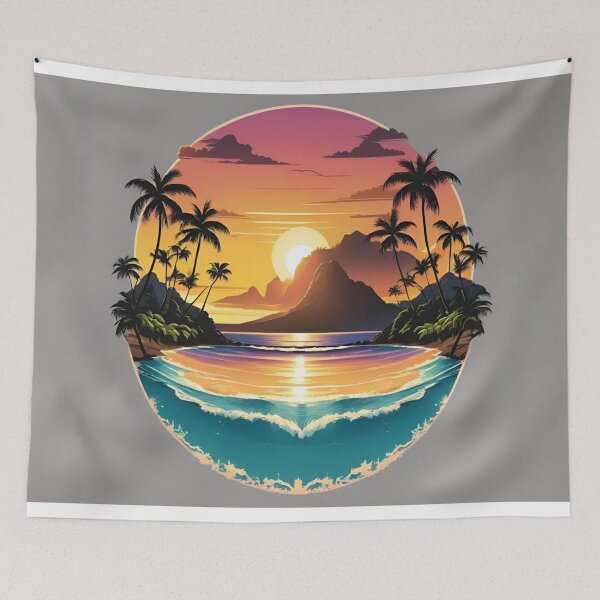 Item preview, Sunlit Tropical Cove at Golden Dusk designed and sold by CASASIS_MERCH.