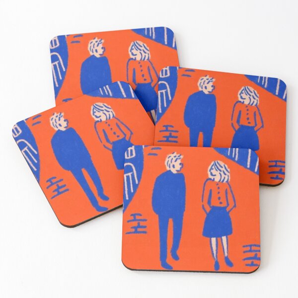 Item preview, “Complementary Chaos Stroll: Neon‑Tango Lovers Glitch‑Walking Through an Orange‑Blue Reality Check” designed and sold by Print Fiction.