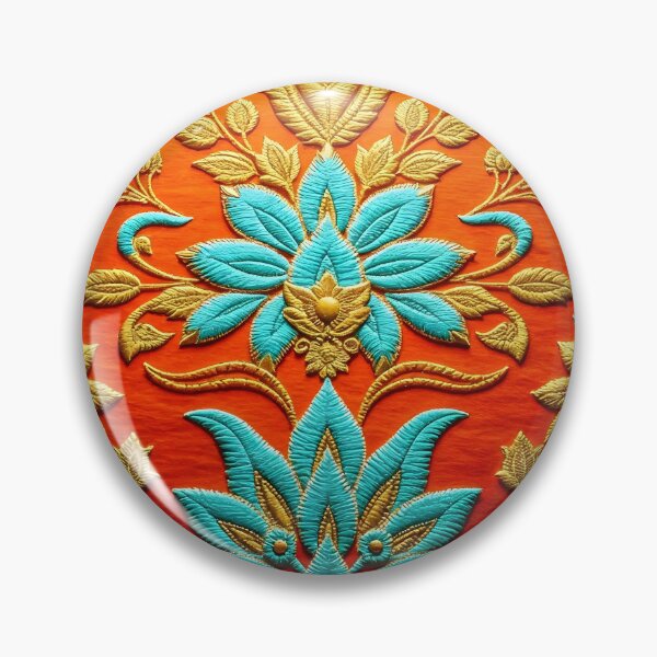 Item preview, Orange and Teal Crewel Embroidery designed and sold by Sachie's Studio.