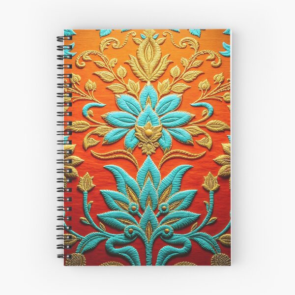 Item preview, Orange and Teal Crewel Embroidery designed and sold by Sachie's Studio.