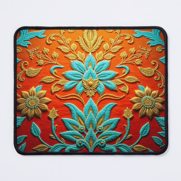 Item preview, Orange and Teal Crewel Embroidery designed and sold by Sachie's Studio.