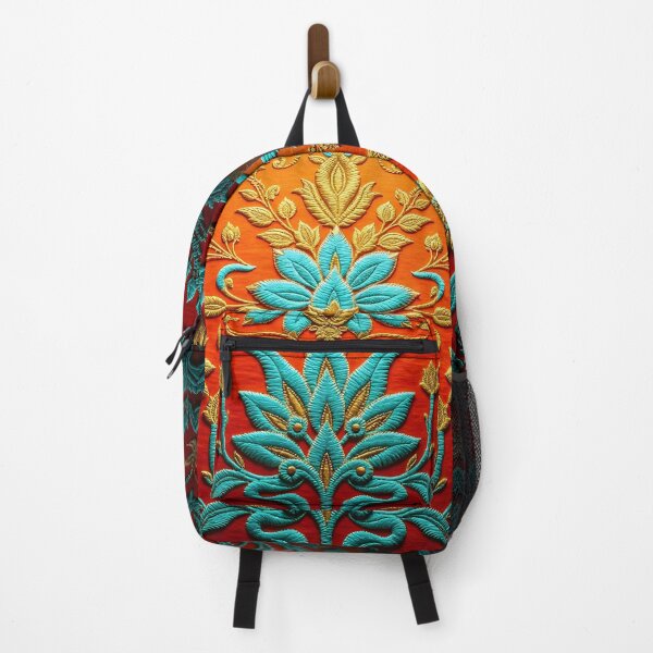 Item preview, Orange and Teal Crewel Embroidery designed and sold by Sachie's Studio.