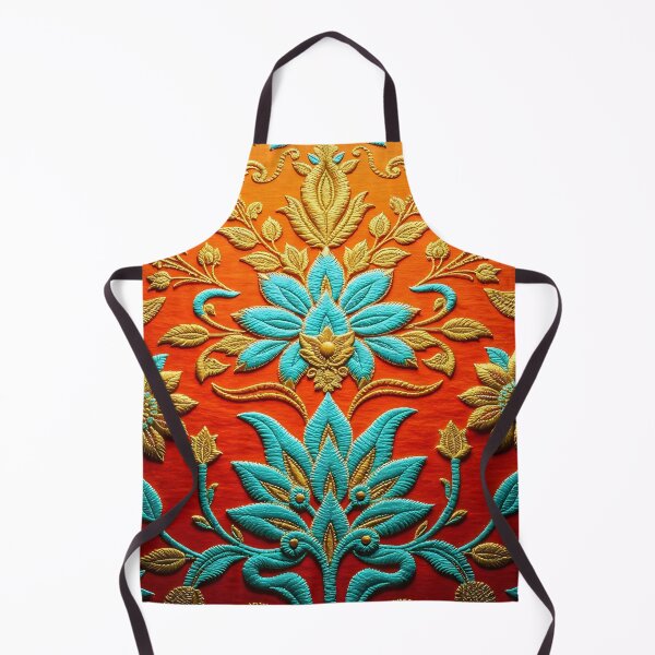 Item preview, Orange and Teal Crewel Embroidery designed and sold by Sachie's Studio.