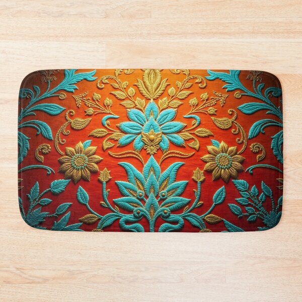 Item preview, Orange and Teal Crewel Embroidery designed and sold by Sachie's Studio.