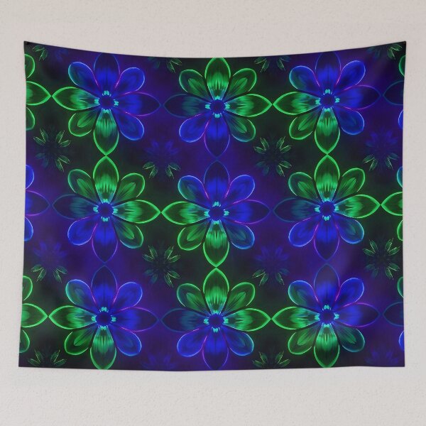 Item preview, Blue and Green Striped Floral Pattern designed and sold by Sachie's Studio.