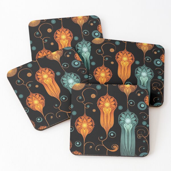 Item preview, Orange and Slate Decorative Pattern designed and sold by Sachie's Studio.