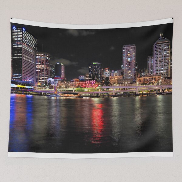 Item preview, Vibrant Brisbane City Australia Skyline at Night designed and sold by pcole123.