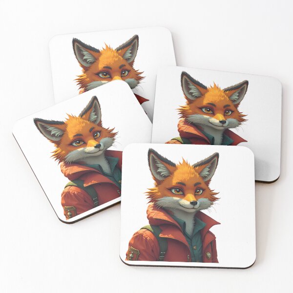 Item preview, elegant fox sporting stylish jacket urban charm eyes designed and sold by ART ATTACK ZONE.