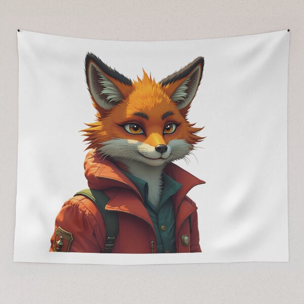 Item preview, elegant fox sporting stylish jacket urban charm eyes designed and sold by ART ATTACK ZONE.