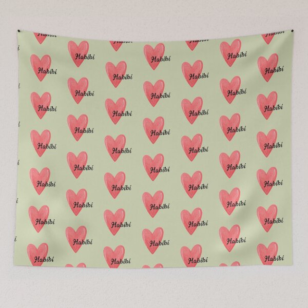 Item preview, Habibi Heart Illustration on muted pale green designed and sold by yara.lahdo.