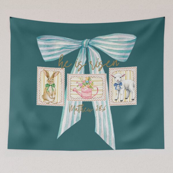 Item preview, He Is Risen, Matthew 286, Coquette, Easter Bunny, Lamb, Spring Flowers designed and sold by Forevermore.