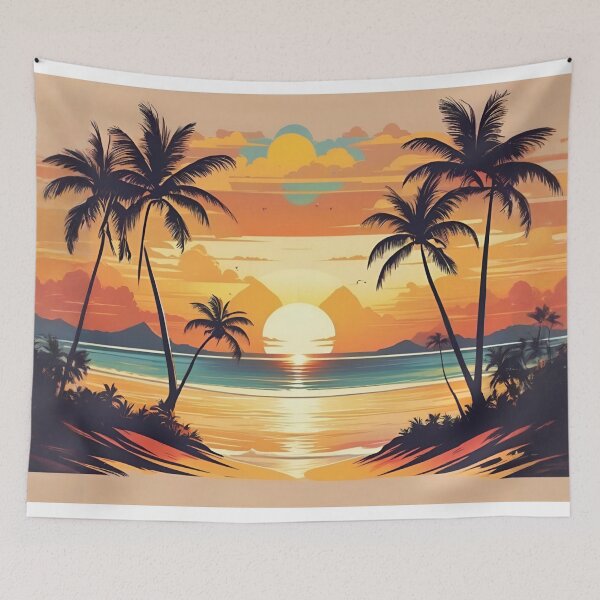 Item preview, Golden Island Sunset Between Swaying Palms designed and sold by CASASIS_MERCH.