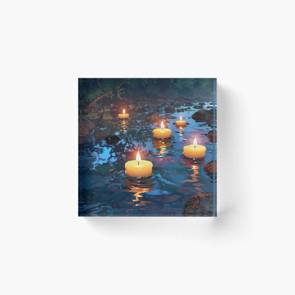 Item preview, Floating Candles in a Stream Peaceful designed and sold by Sachie's Studio.