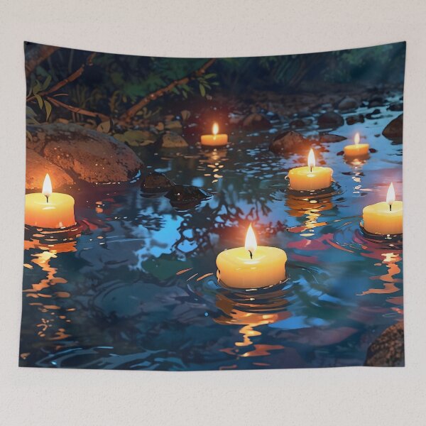 Item preview, Floating Candles in a Stream Peaceful designed and sold by Sachie's Studio.