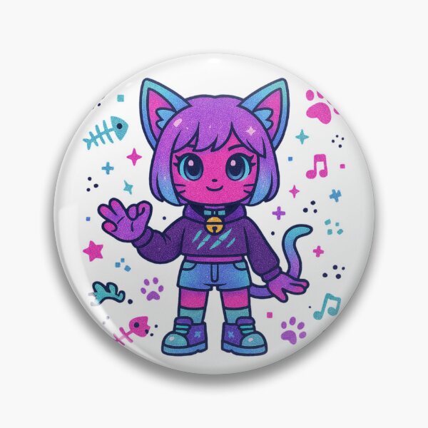 Item preview, ✨ Glitch Kitty Charm – Kawaii Neon Cat Spirit Doll ✨ designed and sold by Alquimia Lunar.