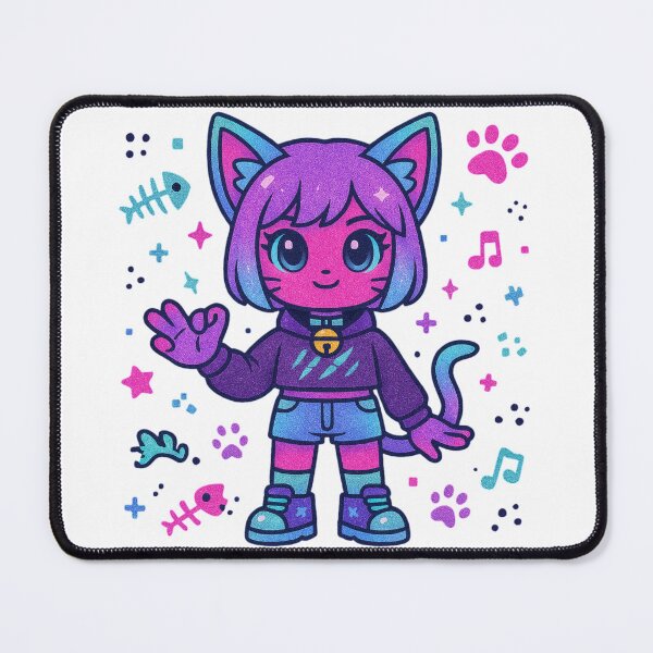 Item preview, ✨ Glitch Kitty Charm – Kawaii Neon Cat Spirit Doll ✨ designed and sold by Alquimia Lunar.