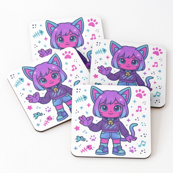 Item preview, ✨ Glitch Kitty Charm – Kawaii Neon Cat Spirit Doll ✨ designed and sold by Alquimia Lunar.