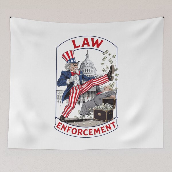 Item preview, Copy of Law Enforcement vs Corruption Political Cartoon – Justice Defeats Greed Government Art designed and sold by Williams Anderson.