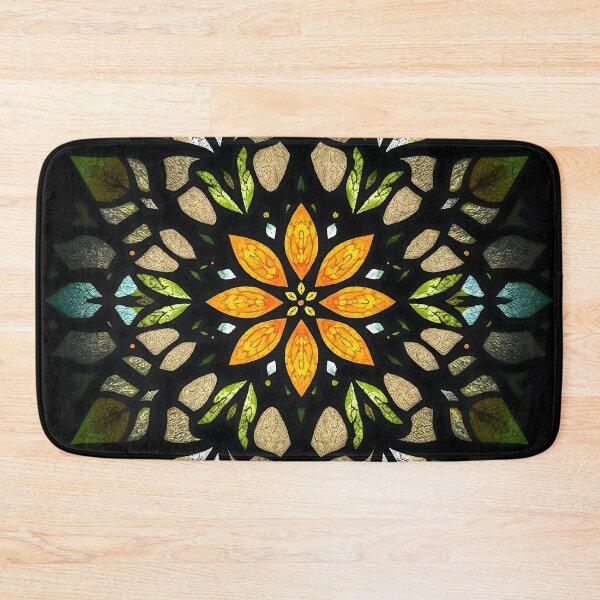 Item preview, Orange Pointsettia Stained Glass designed and sold by Sachie's Studio.