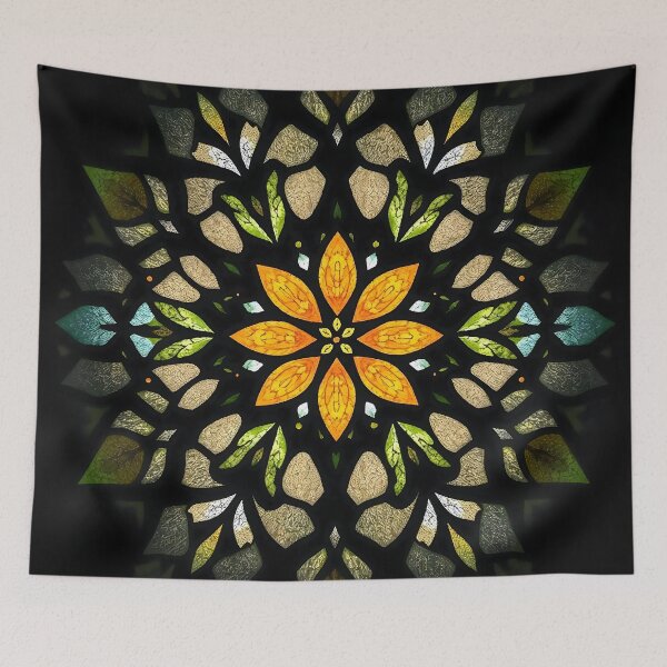 Item preview, Orange Pointsettia Stained Glass designed and sold by Sachie's Studio.