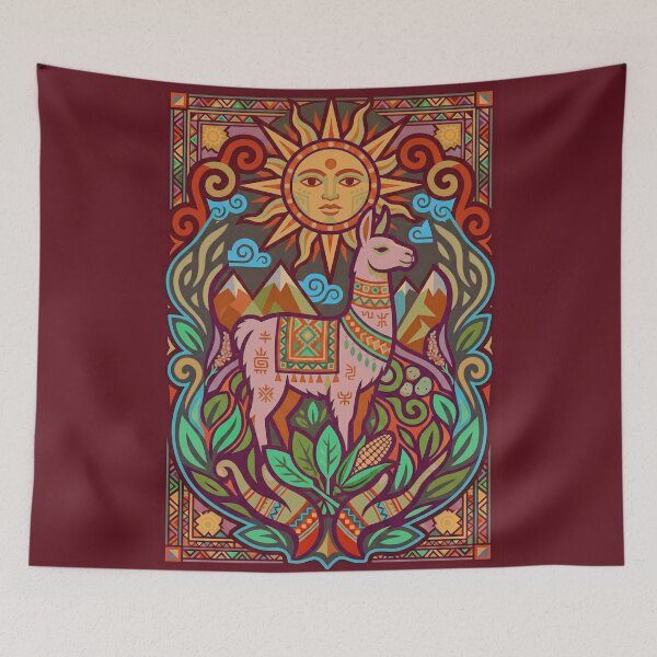 Item preview, Sacred Andean Llama Under Colorful Inca Sun designed and sold by HANANTI.