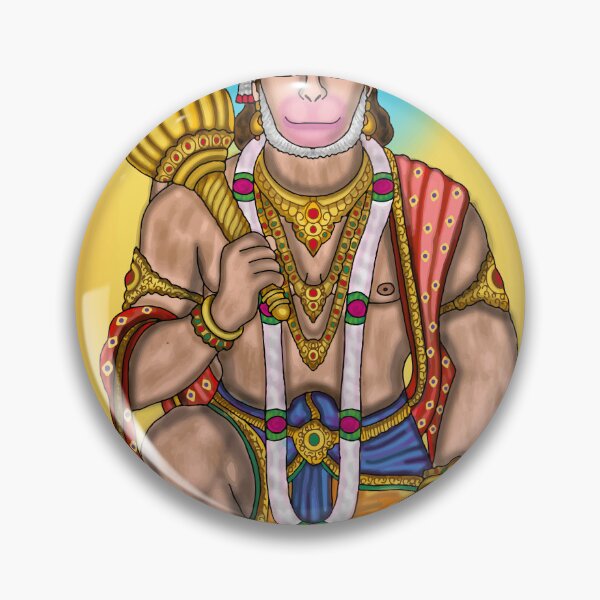 Item preview, Lord Hanuman Devotional Drawing – Powerful Hindu God Art Illustration designed and sold by Harshit_Digital_Arts.