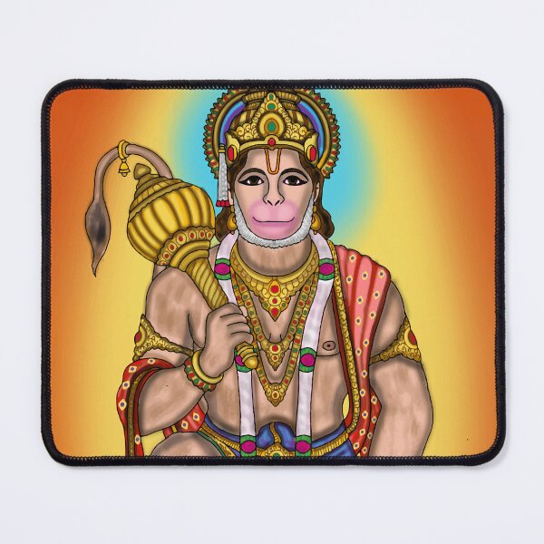 Item preview, Lord Hanuman Devotional Drawing – Powerful Hindu God Art Illustration designed and sold by Harshit_Digital_Arts.