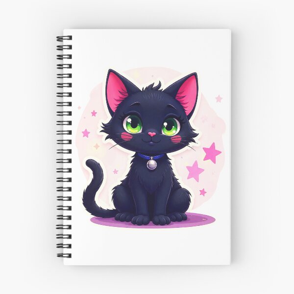 Item preview, Cute Black Kawaii Cat with Green Eyes designed and sold by Alquimia Lunar.
