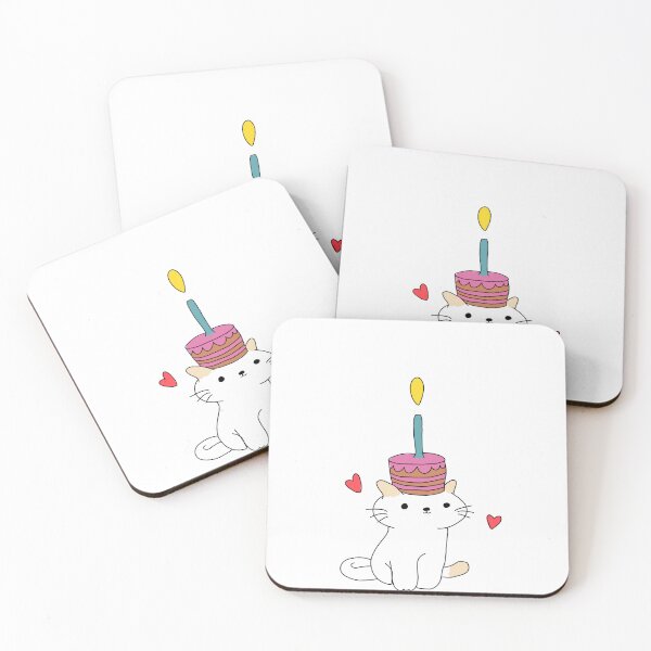 Item preview, Birthday cat - kitty with cake designed and sold by aziza-doodles.