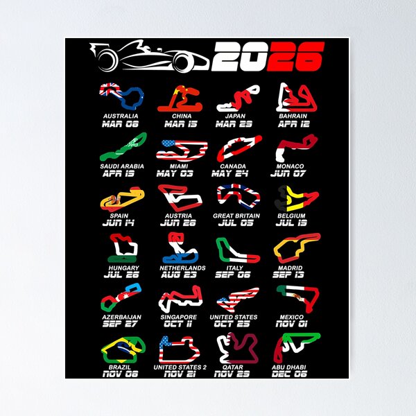 Item preview, Calendar Formula Race Cars 2026 Circuits Colors V2 designed and sold by AugustinMorvan.