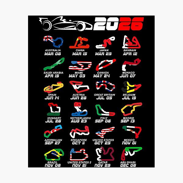 Item preview, Calendar Formula Race Cars 2026 Circuits Colors V2 designed and sold by AugustinMorvan.