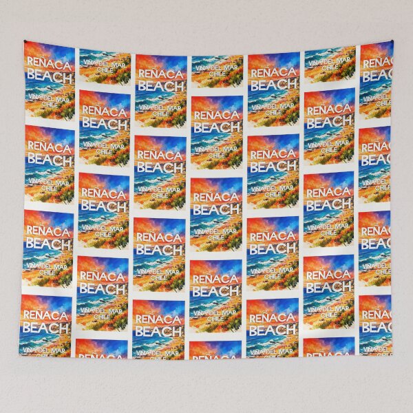 Item preview, Reñaca Beach, Viña del Mar, Chile – Watercolor Beach Poster designed and sold by Sea Gem.