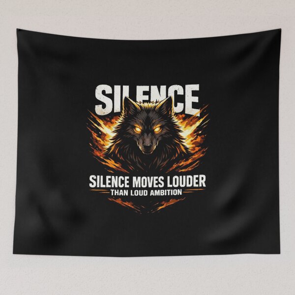 Item preview, Lone Wolf Silence Moves Louder – Stoic Ambition & Motivational Grunge Streetwear designed and sold by SoulFlex.