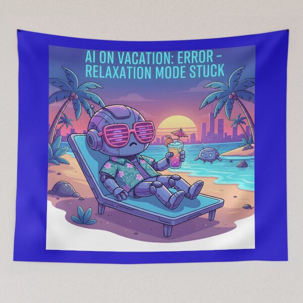 Item preview, AI on Vacation: Error - Relaxation Mode Stuck designed and sold by NeuralArt Studio.