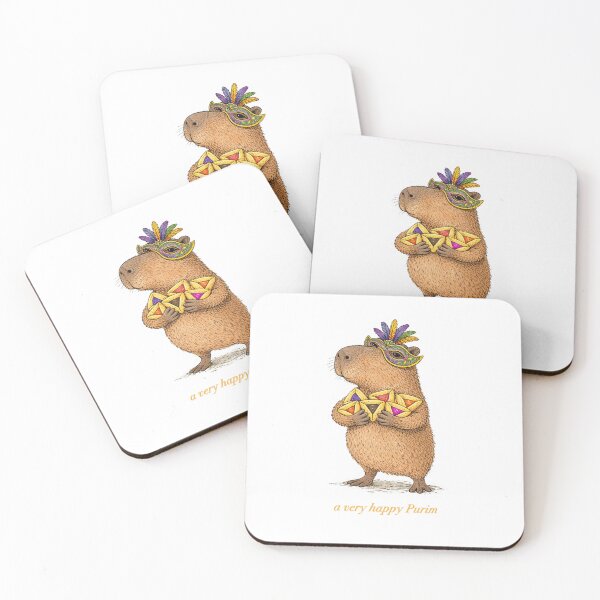 Item preview,  A very happy Purim capybara - funny hamantashen jewish humor designed and sold by Golda's Challah-Day.