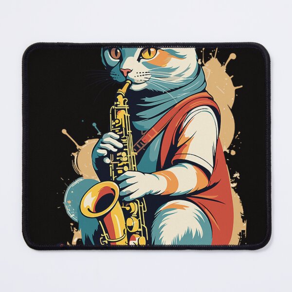 Item preview, Saxophonist Cat Funny Jazz designed and sold by estheticianart.
