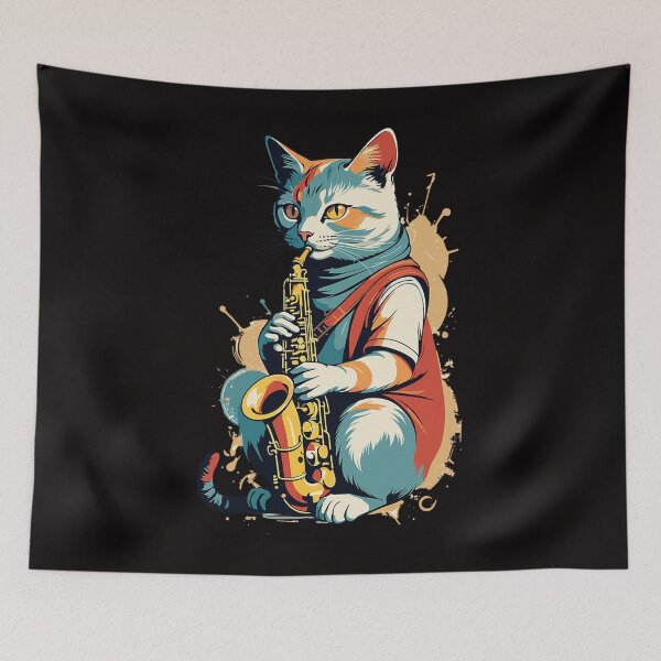 Item preview,  Saxophonist Cat Funny Jazz  designed and sold by estheticianart.