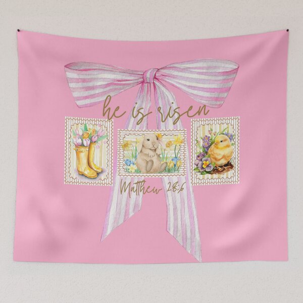 Item preview, He Is Risen, Matthew 286, Coquette, Easter Bunny And Chick, Spring Flowers designed and sold by Forevermore.