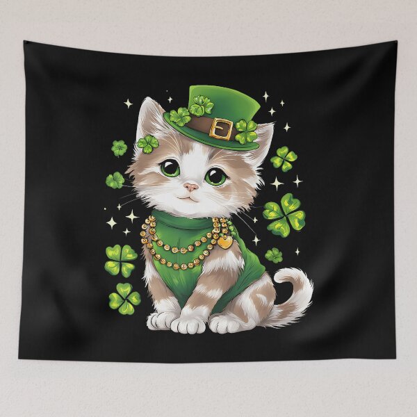 Item preview, St Patricks Day Cat Leprechaun Hat Shamrock Saint Pattys Day designed and sold by Dear-Blue.